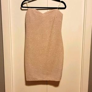 Champagne Coloured Strapless Mini Dress